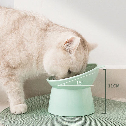 Pet Food Bowl Tilt High Bottom Antichoking & Antidump Feeding Bowl.