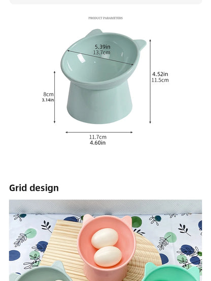 Pet Food Bowl Tilt High Bottom Antichoking & Antidump Feeding Bowl.