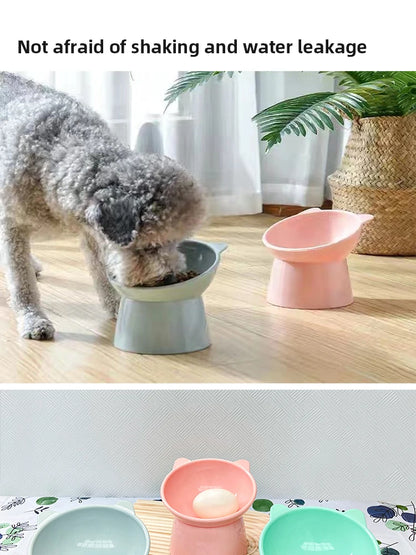 Pet Food Bowl Tilt High Bottom Antichoking & Antidump Feeding Bowl.